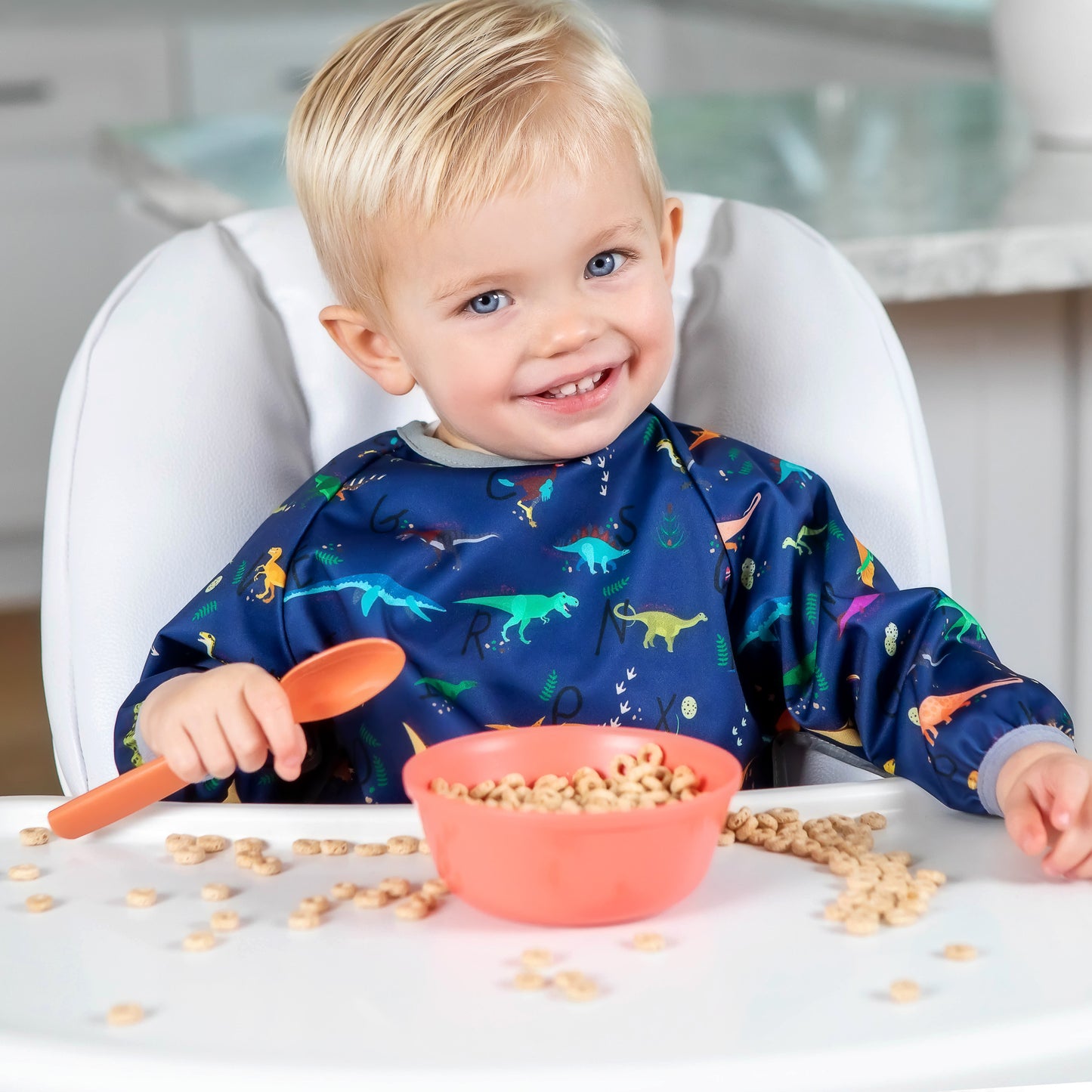Baby Bibs with Sleeves 2PCS, Toddler Bib, Smock - Waterproof, Wipe Clean, Machine Washable with Food Catcher Pocket. 6-36 months