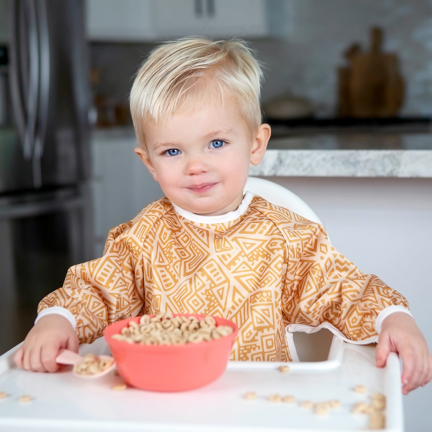 BABYBOET Long Sleeve Baby Bib Set 2PCS, Toddler Bib, Smock - Waterproof, Wipe Clean, Machine Washable with Food Catcher Pocket. 6-36Months