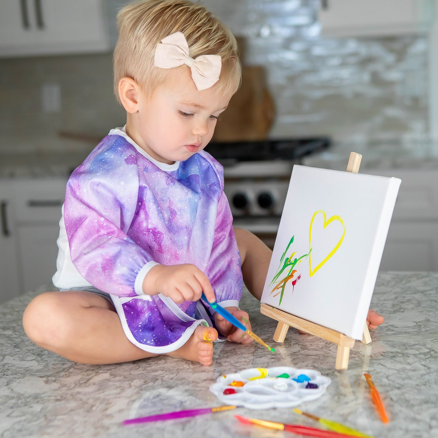 BABYBOET Long Sleeve Baby Bib Set 2PCS, Toddler Bib, Smock - Waterproof, Wipe Clean, Machine Washable with Food Catcher Pocket. 6-36Months