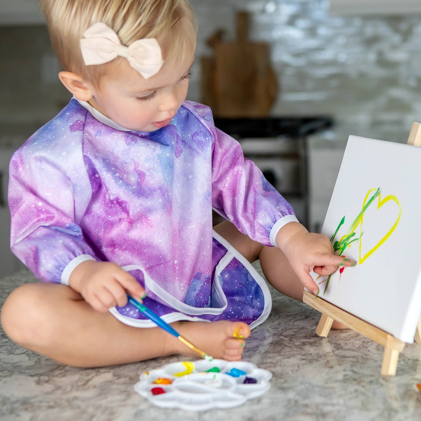 BABYBOET Long Sleeve Baby Bib Set 2PCS, Toddler Bib, Smock - Waterproof, Wipe Clean, Machine Washable with Food Catcher Pocket. 6-36Months