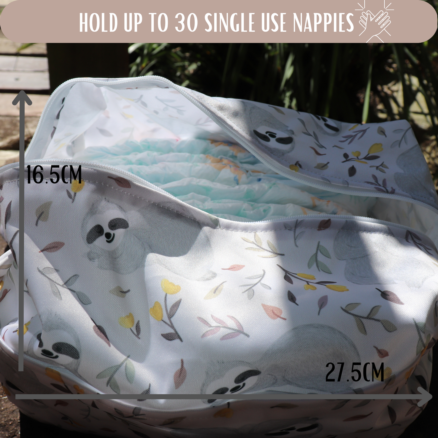 Wet Dry Bags Waterproof Reusable with Double Zippered Pockets (X Large, Sloth, 1)