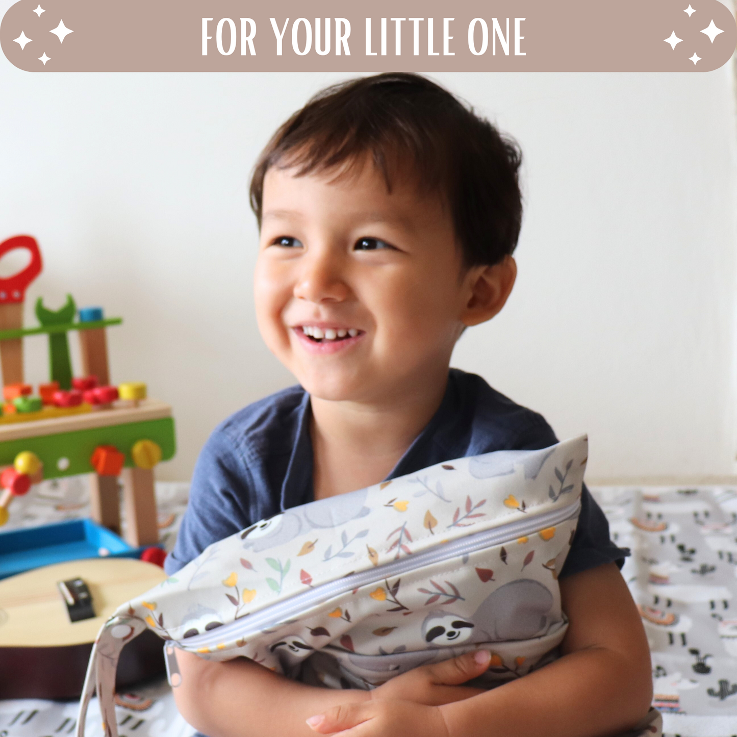 Wet Dry Bag 2PCS Waterproof Reusable with Double Zippered Pockets (Large, Alpaca & Sloth, 2PCS)