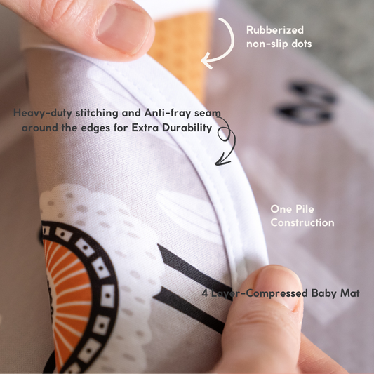 4-Layer Waterproof Splat Mat for Baby – Under High Chair Floor Mat Alpaca (130cm x 130cm )