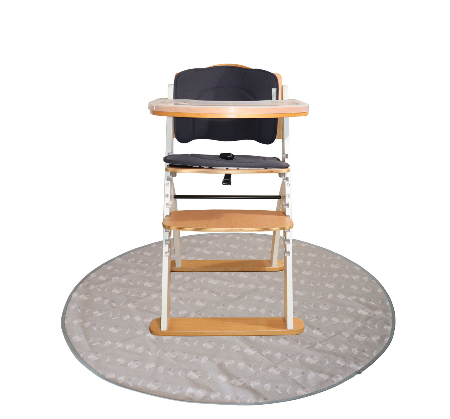 Under High Chair Splat Mat Floor Protects Wood, Vinyl and Carpet from Spills – Waterproof 3 Layer Baby Mat with Anti-Skid Backing Deters Bunching and Sliding (110 x 110 cm) winter moon