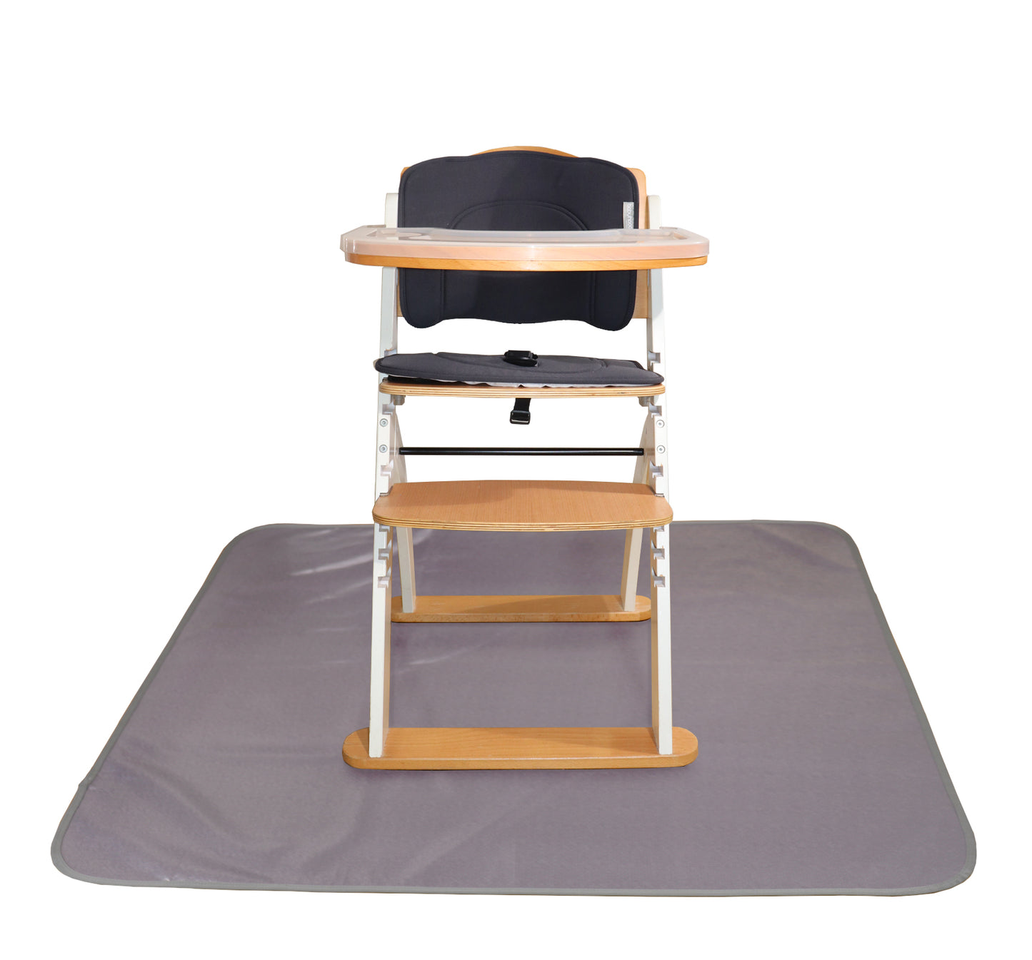 Under High Chair Splat Mat Floor Protects Wood, Vinyl and Carpet from Spills – Waterproof 3 Layer Baby Mat with Anti-Skid Backing Deters Bunching and Sliding (110 x 110 cm) charcoal grey