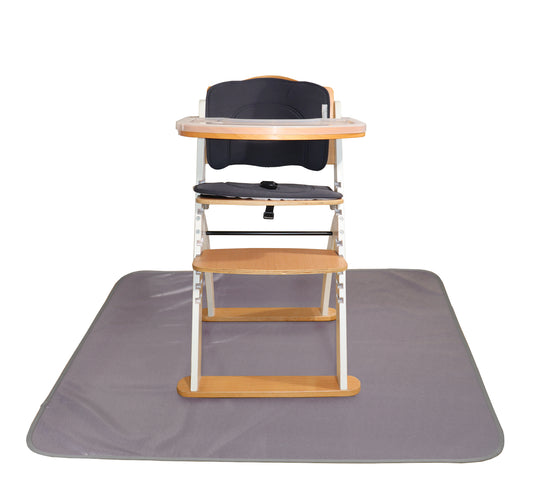 Under High Chair Splat Mat Floor Protects Wood, Vinyl and Carpet from Spills – Waterproof 3 Layer Baby Mat with Anti-Skid Backing Deters Bunching and Sliding (110 x 110 cm) charcoal grey