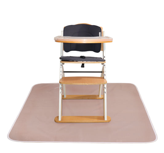 Under High Chair Splat Mat Floor Protects Wood, Vinyl and Carpet from Spills – Waterproof 3 Layer Baby Mat with Anti-Skid Backing Deters Bunching and Sliding (110 x 110 cm) evening fog