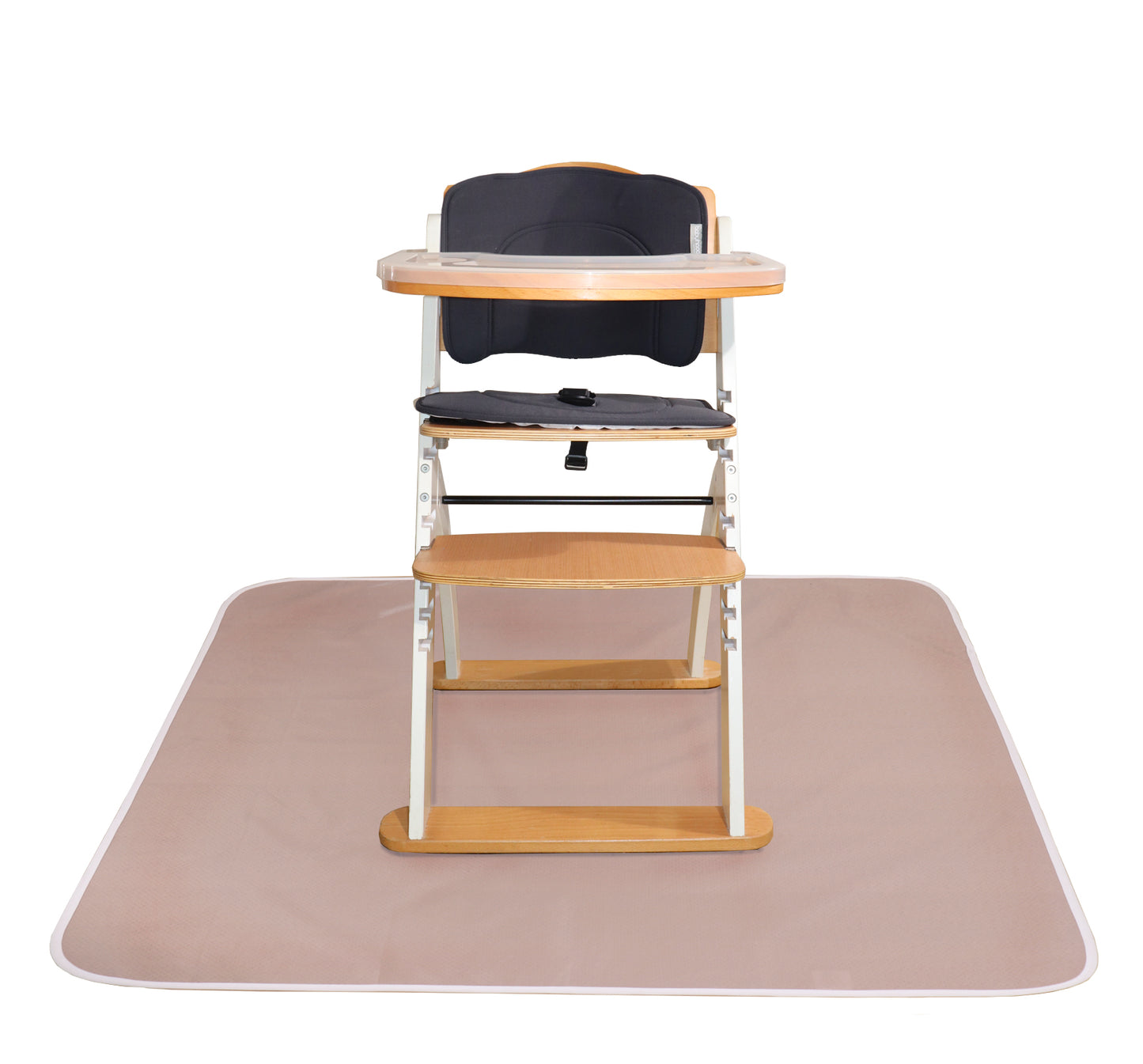 Under High Chair Splat Mat Floor Protects Wood, Vinyl and Carpet from Spills – Waterproof 3 Layer Baby Mat with Anti-Skid Backing Deters Bunching and Sliding (110 x 110 cm) evening fog
