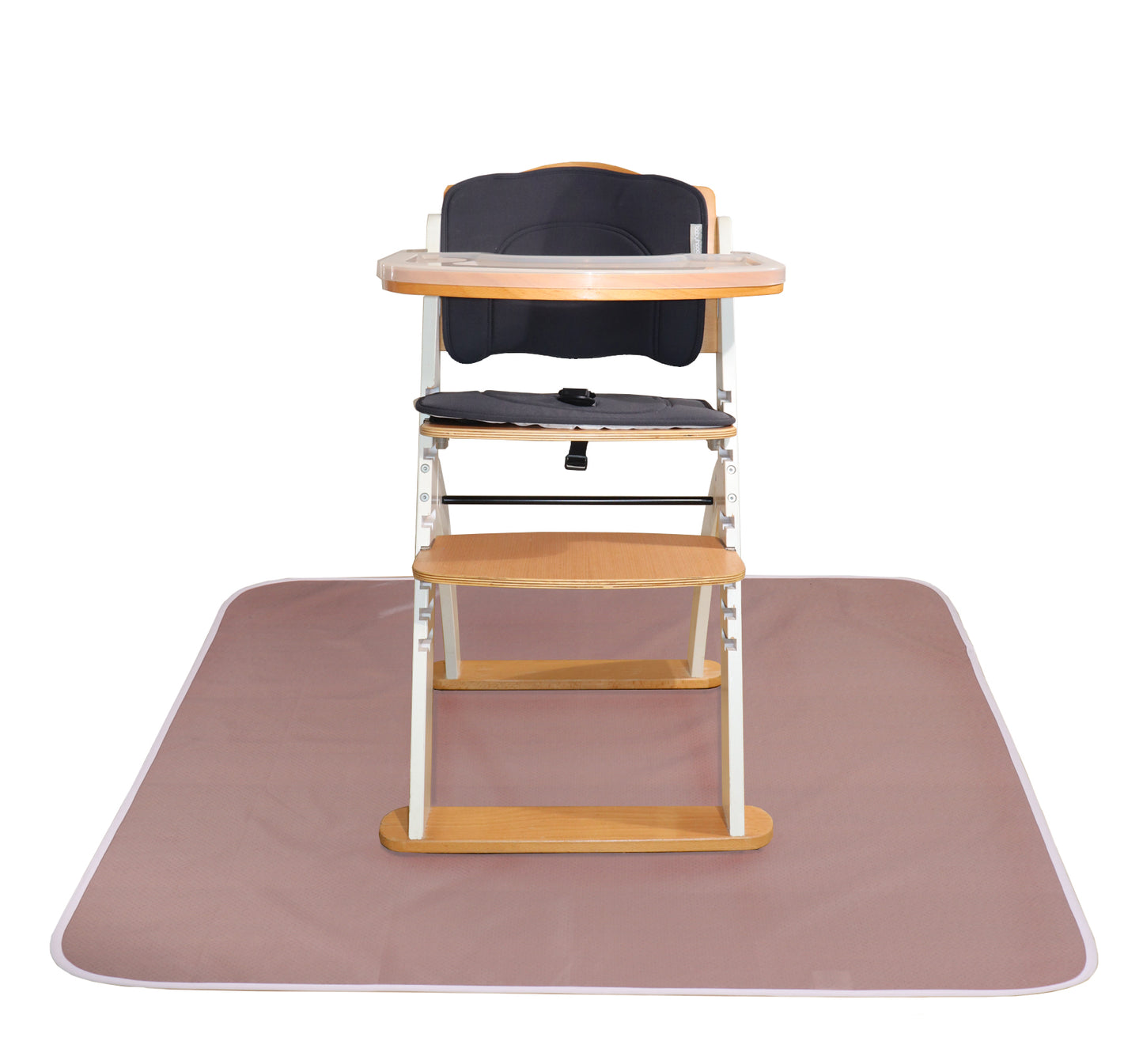 Under High Chair Splat Mat Floor Protects Wood, Vinyl and Carpet from Spills – Waterproof 3 Layer Baby Mat with Anti-Skid Backing Deters Bunching and Sliding (110 x 110 cm) rose taupe