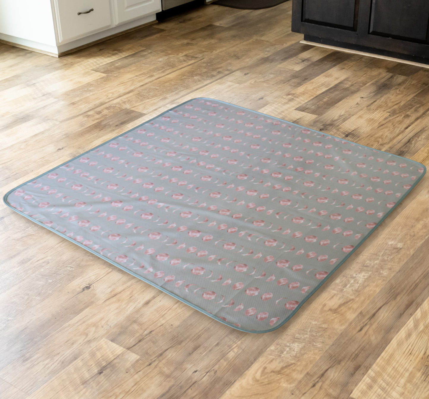 Under High Chair Splat Mat Floor Protects Wood, Vinyl and Carpet from Spills – Waterproof 3 Layer Baby Mat with Anti-Skid Backing Deters Bunching and Sliding (110 x 110 cm) bloom moon