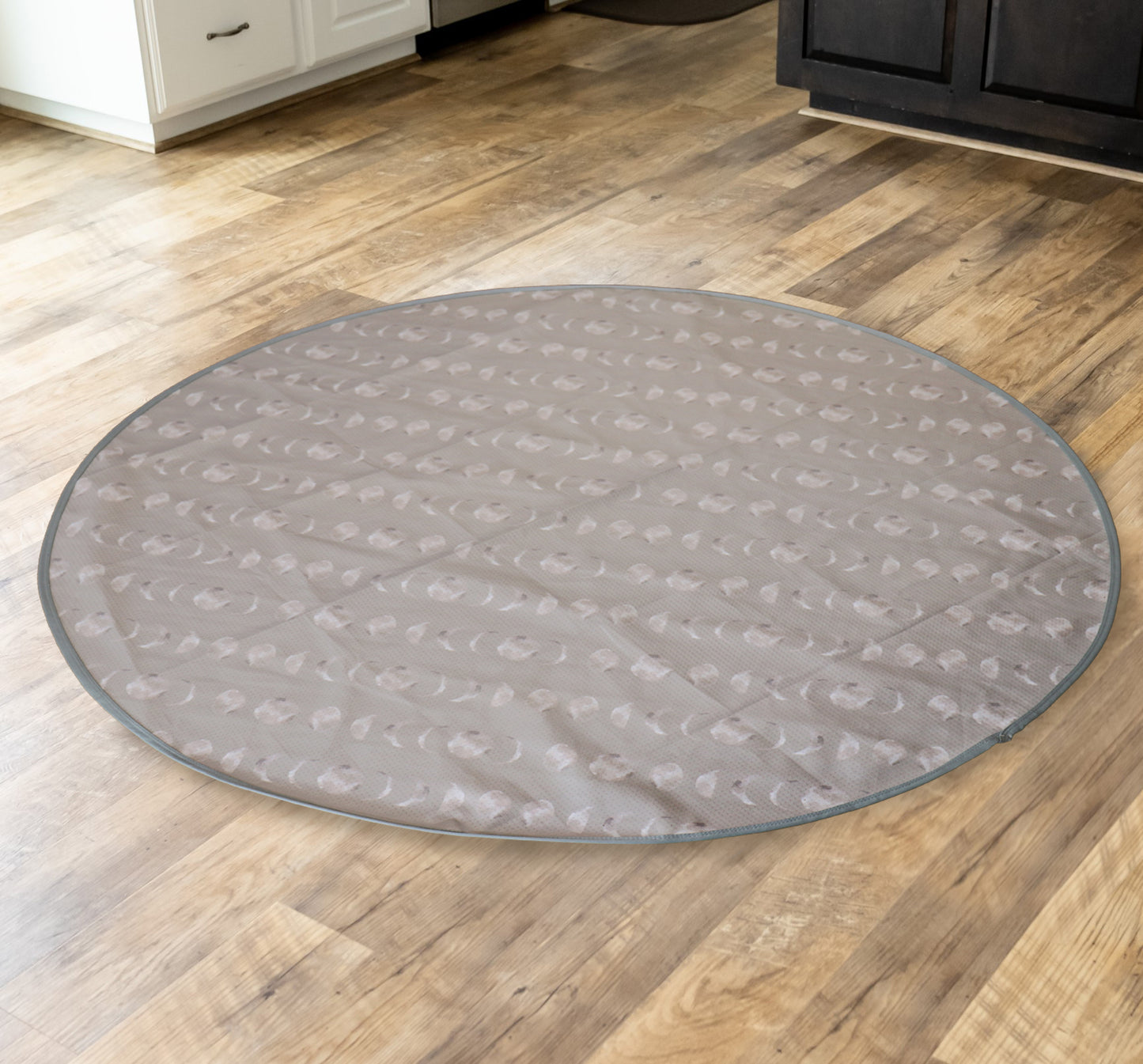 Under High Chair Splat Mat Floor Protects Wood, Vinyl and Carpet from Spills – Waterproof 3 Layer Baby Mat with Anti-Skid Backing Deters Bunching and Sliding (110 x 110 cm) winter moon