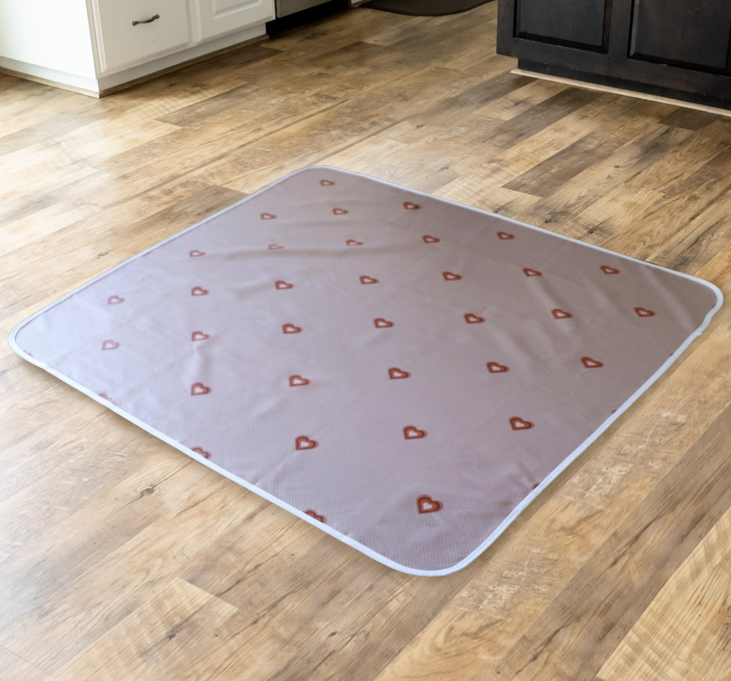 Under High Chair Splat Mat Floor Protects Wood, Vinyl and Carpet from Spills – Waterproof 3 Layer Baby Mat with Anti-Skid Backing Deters Bunching and Sliding (110 x 110 cm) boho heart