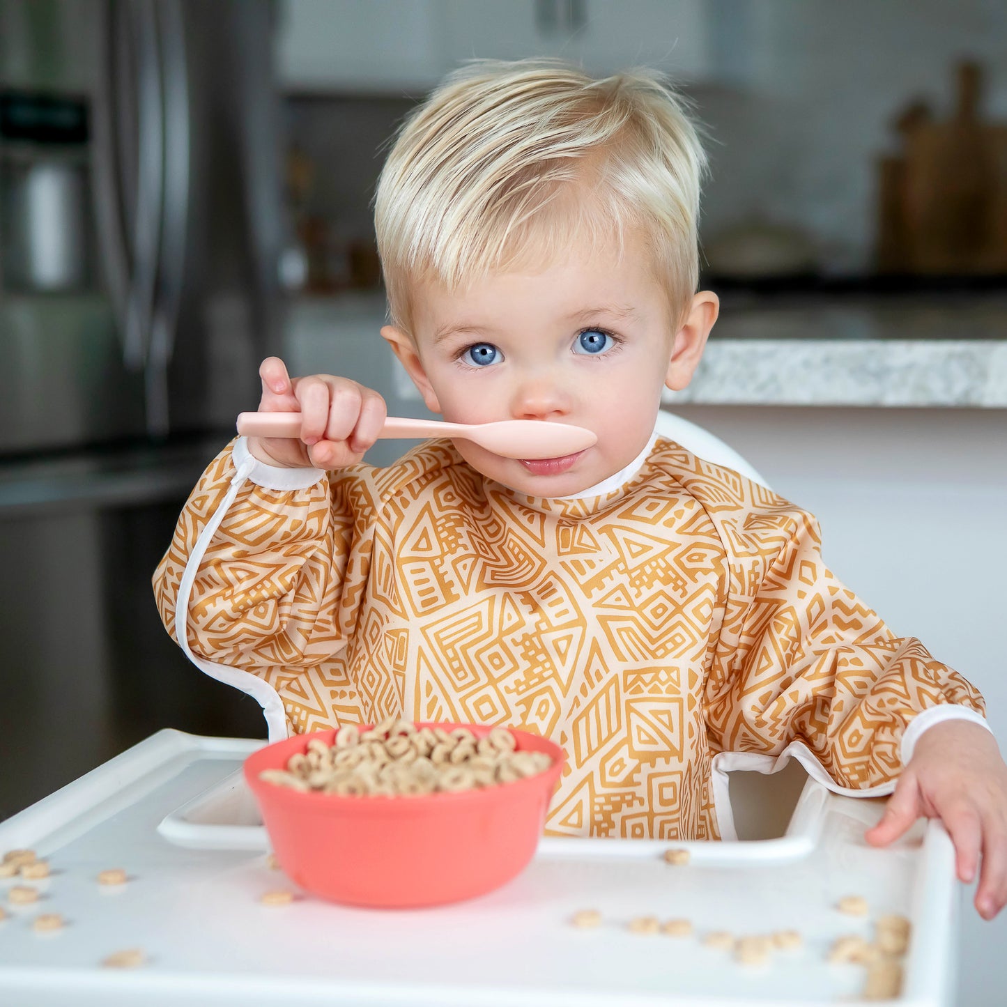 BABYBOET Long Sleeve Baby Bib Set 2PCS, Toddler Bib, Smock - Waterproof, Wipe Clean, Machine Washable with Food Catcher Pocket. 6-36Months
