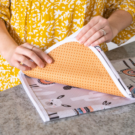 4-Layer Waterproof Splat Mat for Baby – Under High Chair Floor Mat Alpaca (130cm x 130cm )