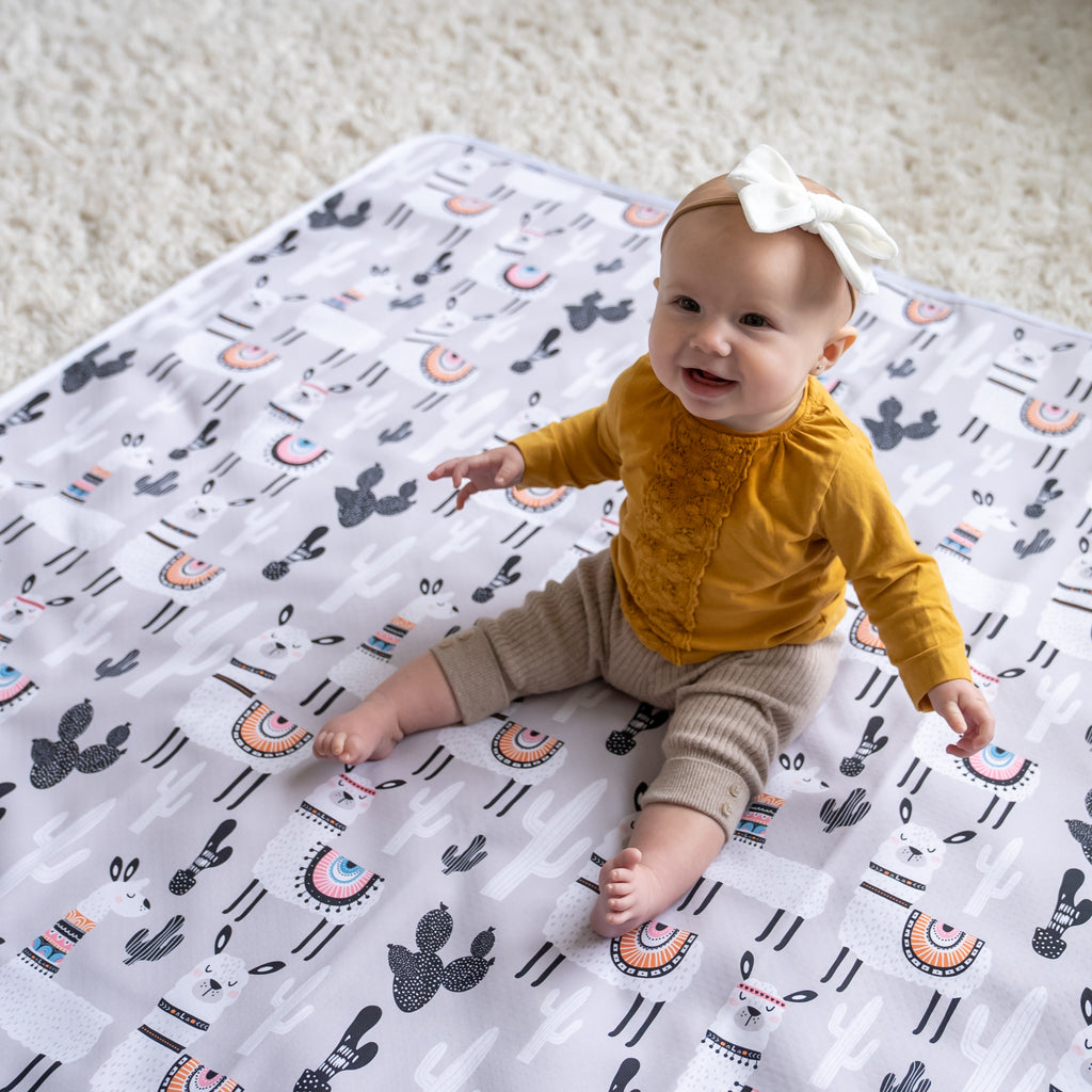 4-Layer Waterproof Splat Mat for Baby – Under High Chair Floor Mat Alpaca (130cm x 130cm )