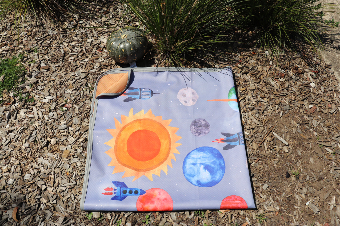 4-Layer Waterproof Splat Mat for Baby Under High Chair Floor Mat - Kids Hand Painted Cosmic Collection (130 x 130 cm)