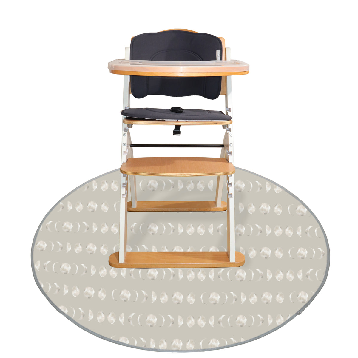 Mess Free Under High Chair Splat Mat Floor Protects Wood, Vinyl and Carpet from Spills – Waterproof 3 Layer Baby Mat with Anti-Slip Dots (110 x 110 cm)winter moon