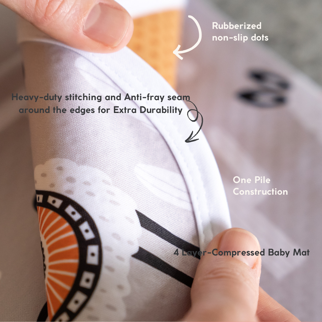 4-Layer Waterproof Splat Mat for Baby Under High Chair Floor Mat - Animals World Map ( 130 x 130 cm )